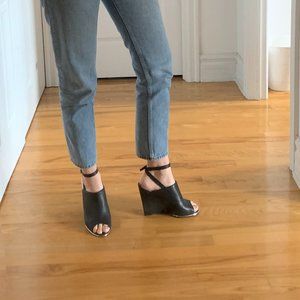 DESIGN LAB leather mule wedge heels (EUR 40 / US 8.5)